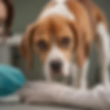Veterinary Examination of a Seizing Beagle Veterinarian examining a Beagle showing symptoms of seizures