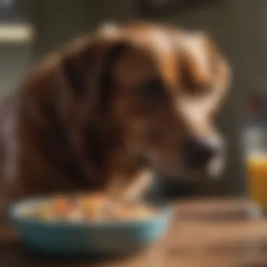 Nutritious Food Alternatives for Pets A close-up of a dog eating from a bowl filled with nutritious food alternatives.