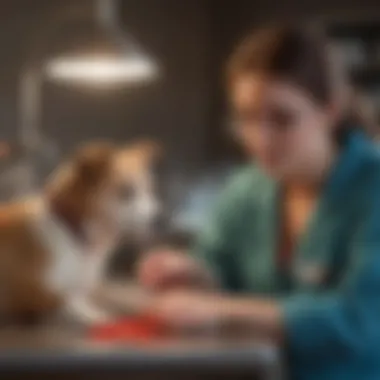 Pet owner discussing bloodwork with a veterinarian