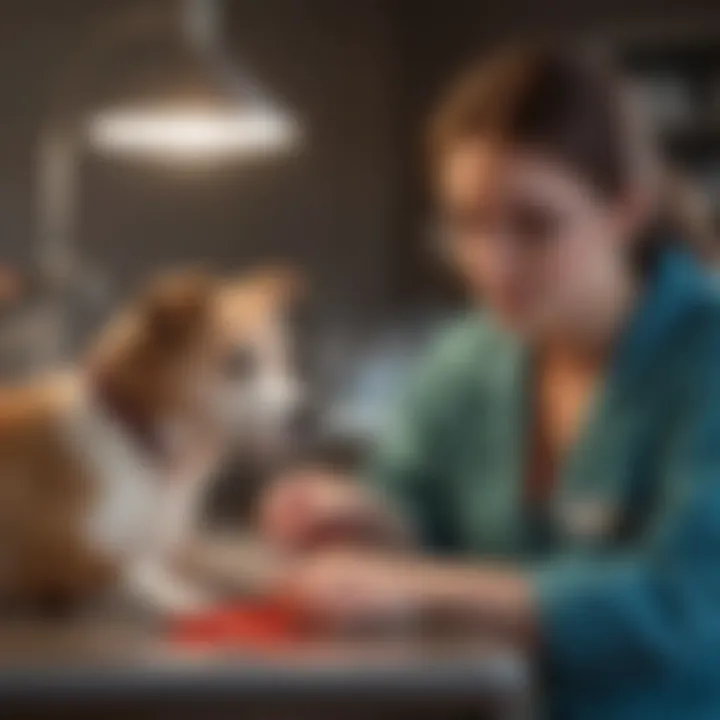 Pet owner discussing bloodwork with a veterinarian