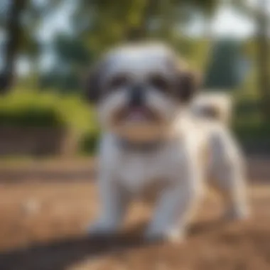 Shih Tzu Engaging in Healthy Activity A healthy Shih Tzu exercising in a park.