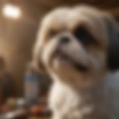 Health Considerations for Shih Tzus A Shih Tzu with a vet, discussing health concerns.