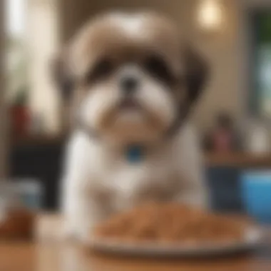 Nutritional Insights for Shih Tzus Nutritional information of Blue Buffalo dog food displayed alongside a Shih Tzu.
