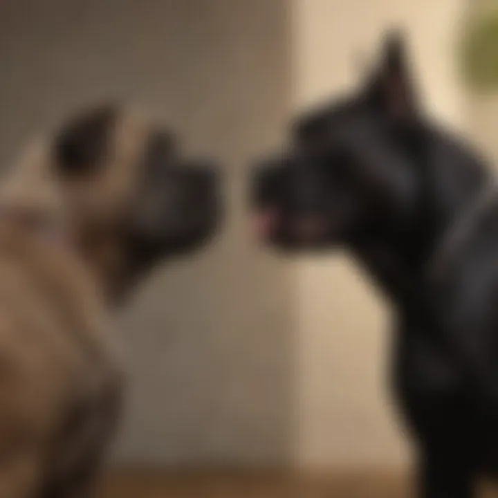 Cane Corso interacting socially with other dogs