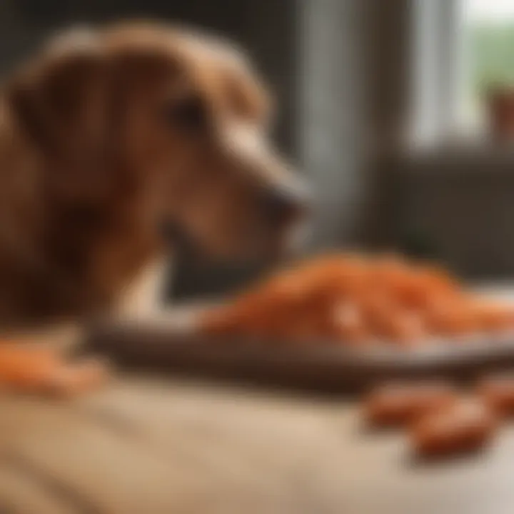 A variety of dog-sized carrot treats displayed on a wooden table