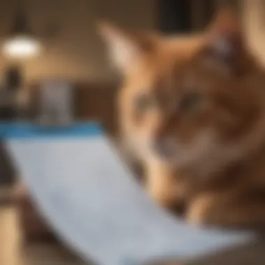 A cat owner reviewing a veterinary bill, emphasizing cost considerations.