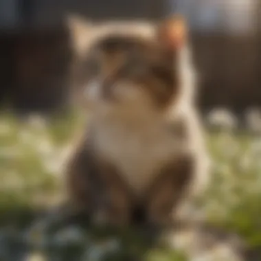 Chamomile: Nature's Calming Solution Chamomile flowers, illustrating another calming compound for felines
