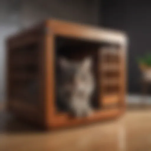 A cozy cat crate showcasing dimensions for comfort