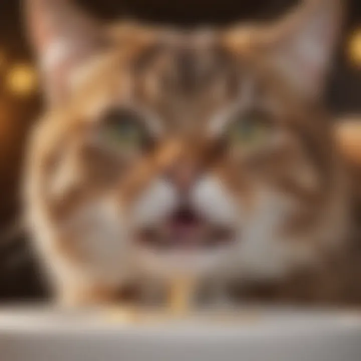 Illustration of a cat experiencing discomfort while vomiting.