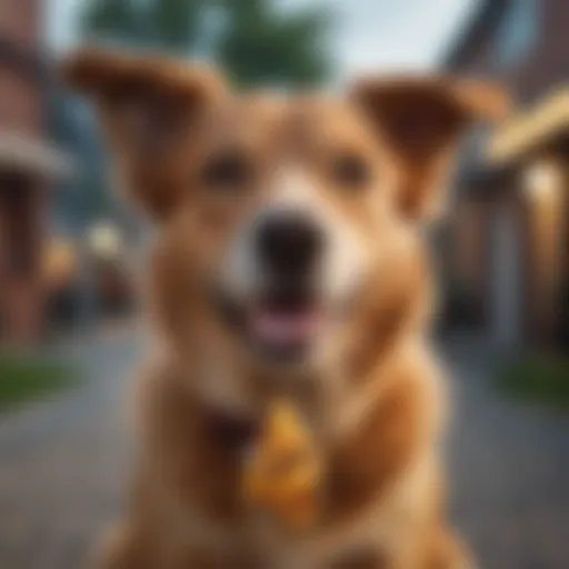 A happy dog enjoying a CBDfx treat outdoors.