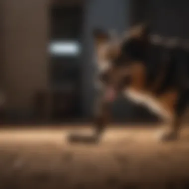 Pet owner training a dog with a chewy bark collar.