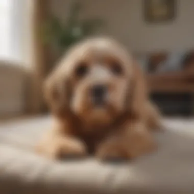 Relaxed Cockapoo in a Calm Atmosphere Peaceful Cockapoo relaxes in a cozy home environment