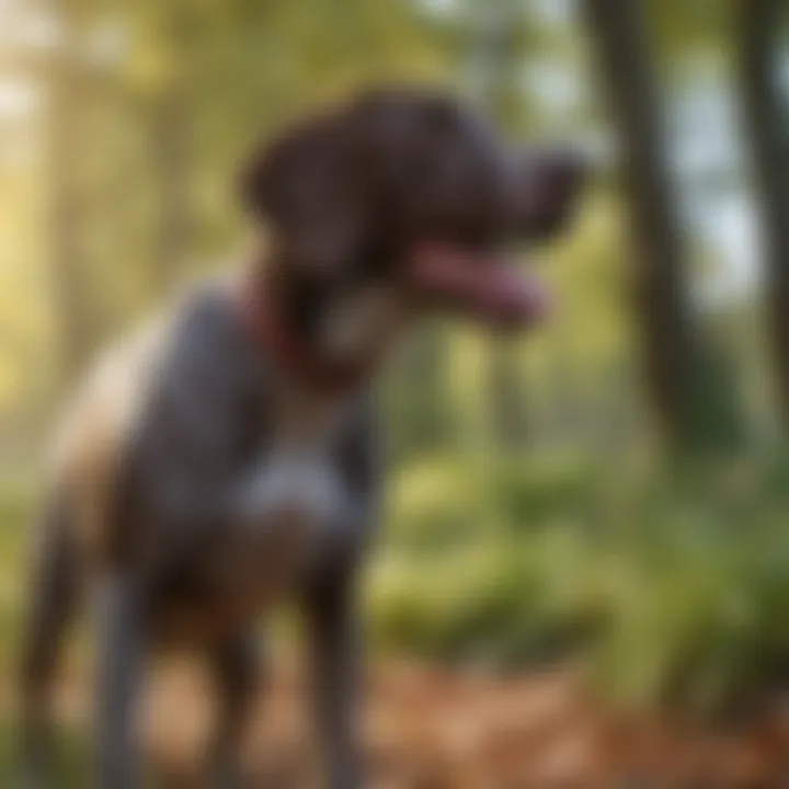 Playful German Shorthaired Pointer in a park