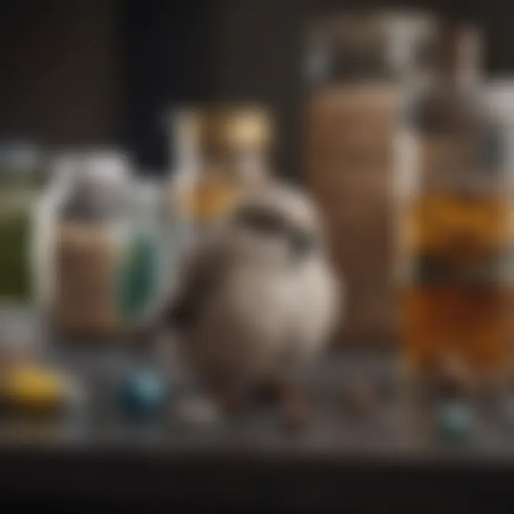 Detailed view of avian medical supplies