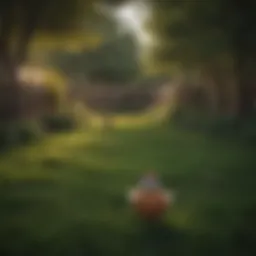 A serene backyard with an invisible fence system installed, highlighting pet safety.