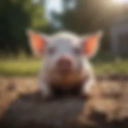 Mini pig basking in the sun