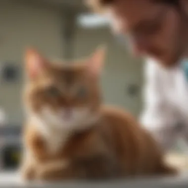 A cat being examined by a veterinarian in a clinic