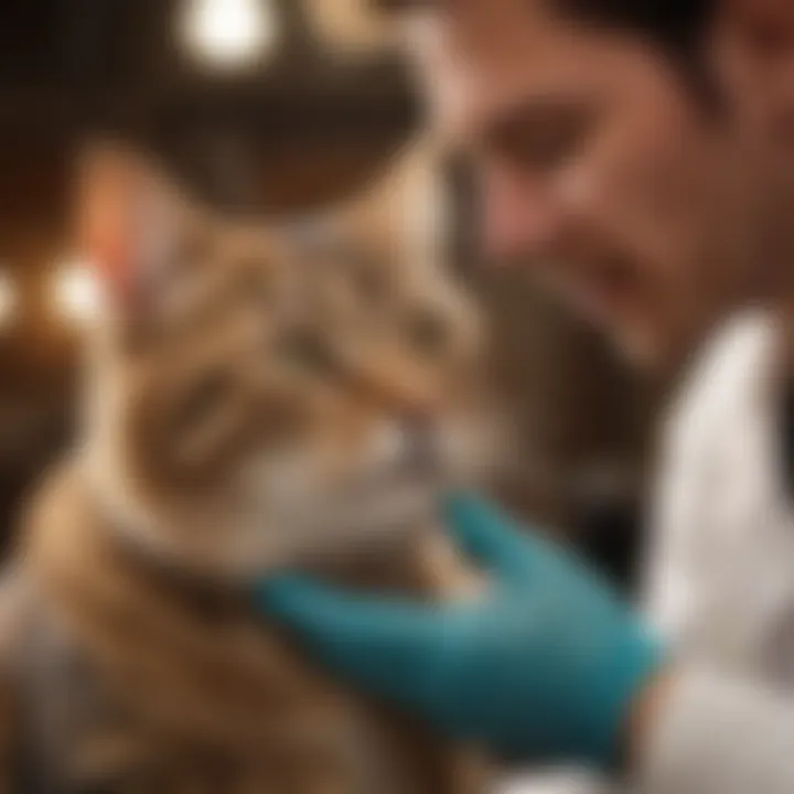 A veterinarian administering a vaccine to a cat