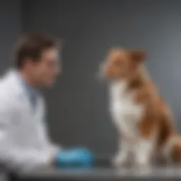 A veterinarian performing an x-ray on a dog