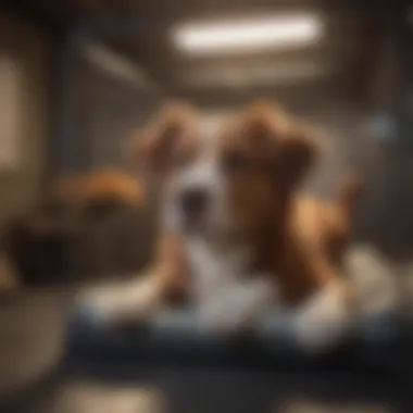 Comfortable dog resting inside a crate console