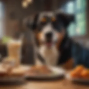 Happy dog enjoying a meal