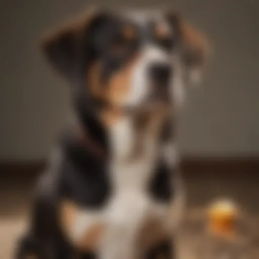 A dog sitting attentively in a training session