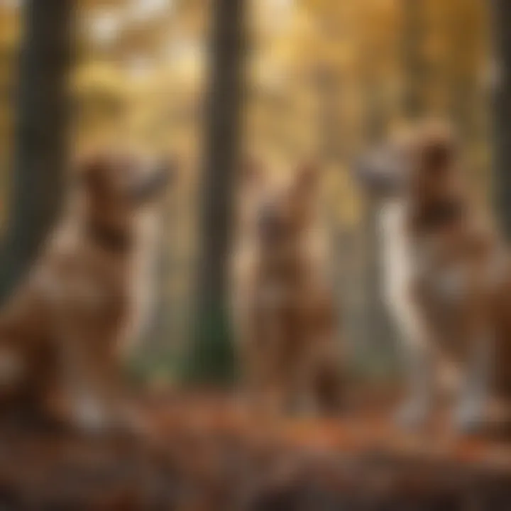A group of dogs learning commands together