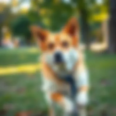 A well-trained dog demonstrating obedience in a park setting