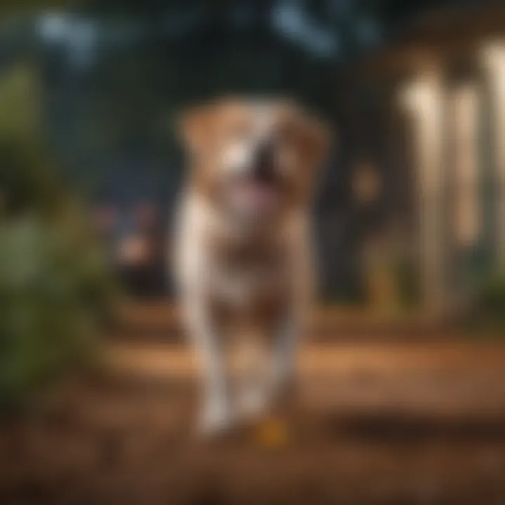 A happy dog playing in an area treated with urine deterrent