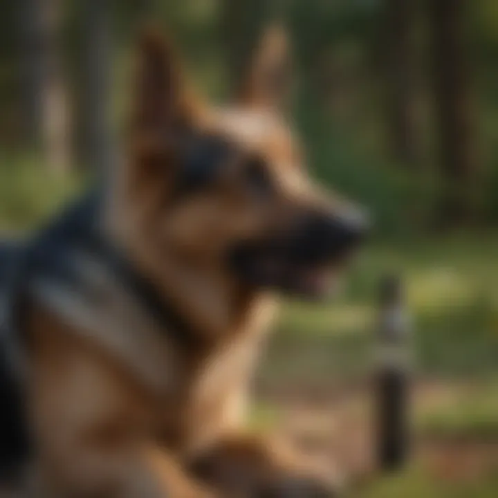 Training session featuring a German Shepherd and trainer with a whistle