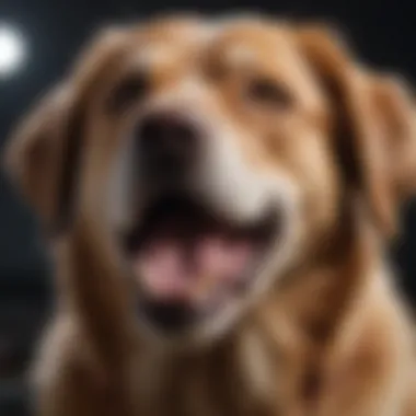 Dog Stress Signs A close-up of a dog's face showing signs of stress with a yawn