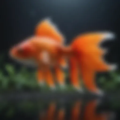 A vibrant fan tail goldfish swimming gracefully