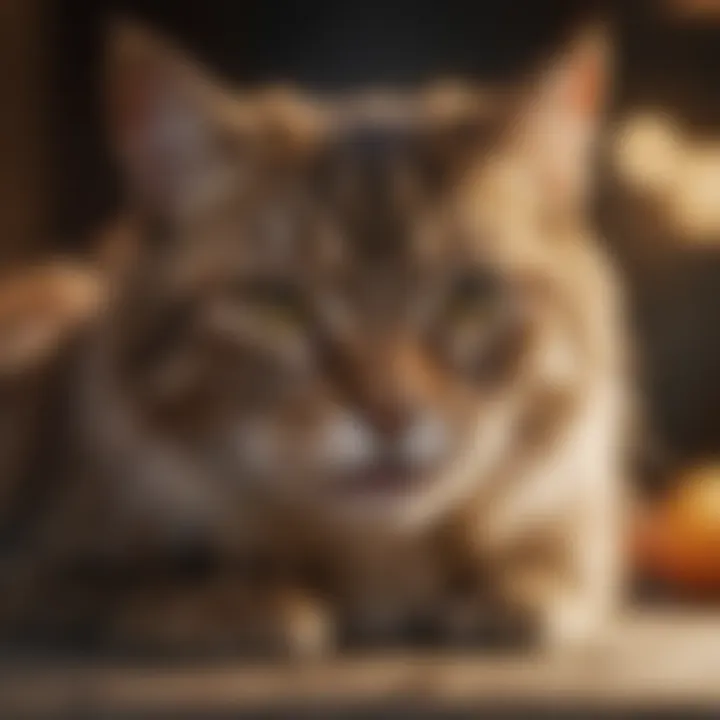 A cat exhibiting signs of distress