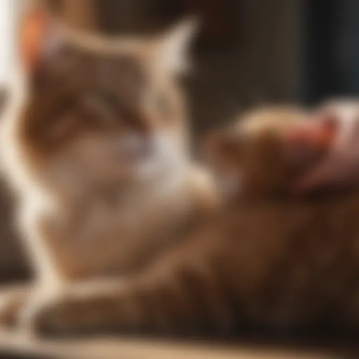 A serene scene of a cat kneading its owner's lap, illustrating comfort and bonding.