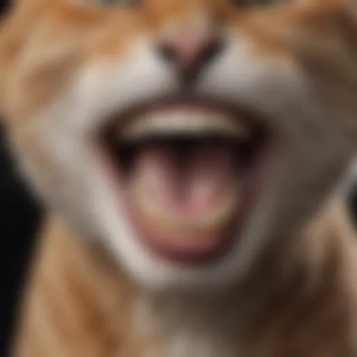 A close-up of a cat showing its teeth, illustrating biting behavior.