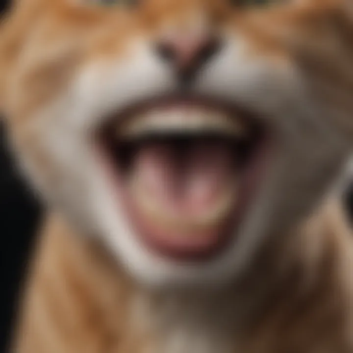 A close-up of a cat showing its teeth, illustrating biting behavior.