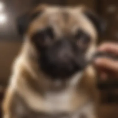 Grooming a Female Pug A female pug being groomed, highlighting care and attention