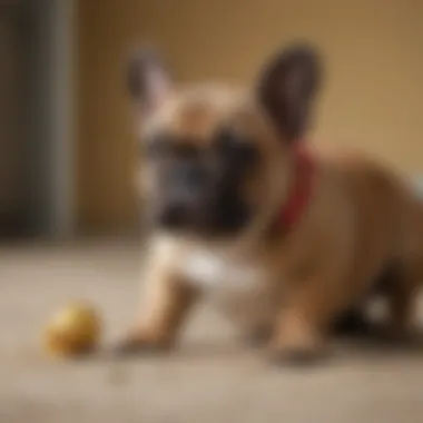 A French Bulldog puppy receiving care and attention from its owner.