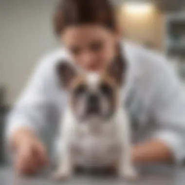 Veterinary Care for French Bulldogs Veterinarian examining a French Bulldog, emphasizing health check-ups