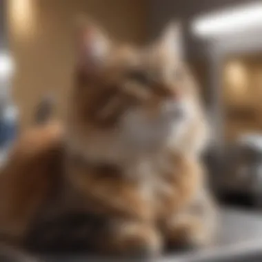 A cat being groomed at PetSmart with care