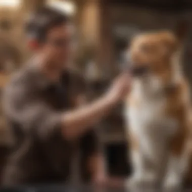 Pet owner discussing grooming needs with a professional