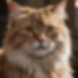 Close-up of a cat grooming itself, showcasing its fur
