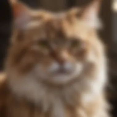Close-up of a cat grooming itself, showcasing its fur