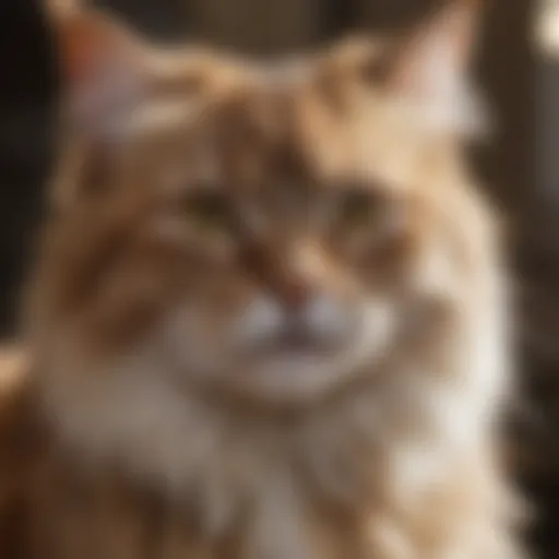 Close-up of a cat grooming itself, showcasing its fur