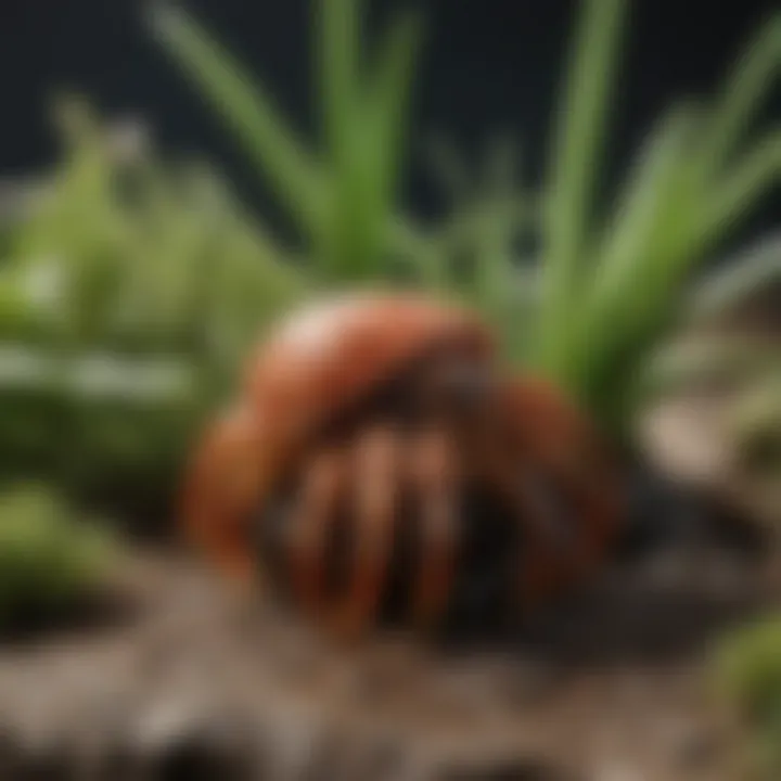 Detailed close-up of a suitable plant species for hermit crab environments