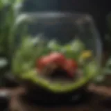 A vibrant terrarium showcasing various plants suitable for hermit crabs