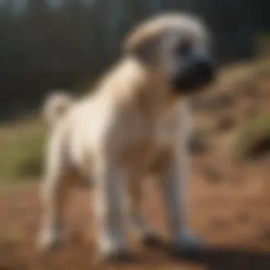 A well-trained Kangal pup performing a command, reflecting its intelligence and training potential.