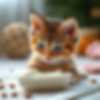 A healthy kitten enjoying a balanced meal