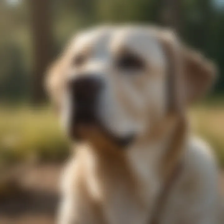 Labrador dog owner training their pet