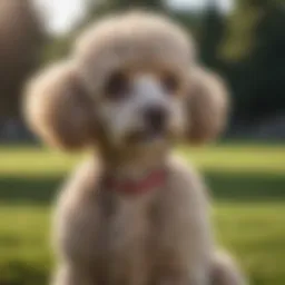 Poodle in a park showcasing its curls